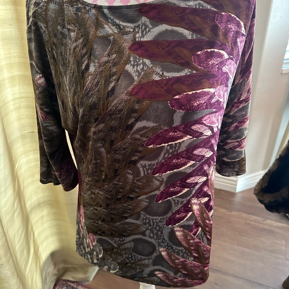 Adrianna Pappel color top size 12 polyester detail 3/4 sleeves size 12 - Picture 1 of 6